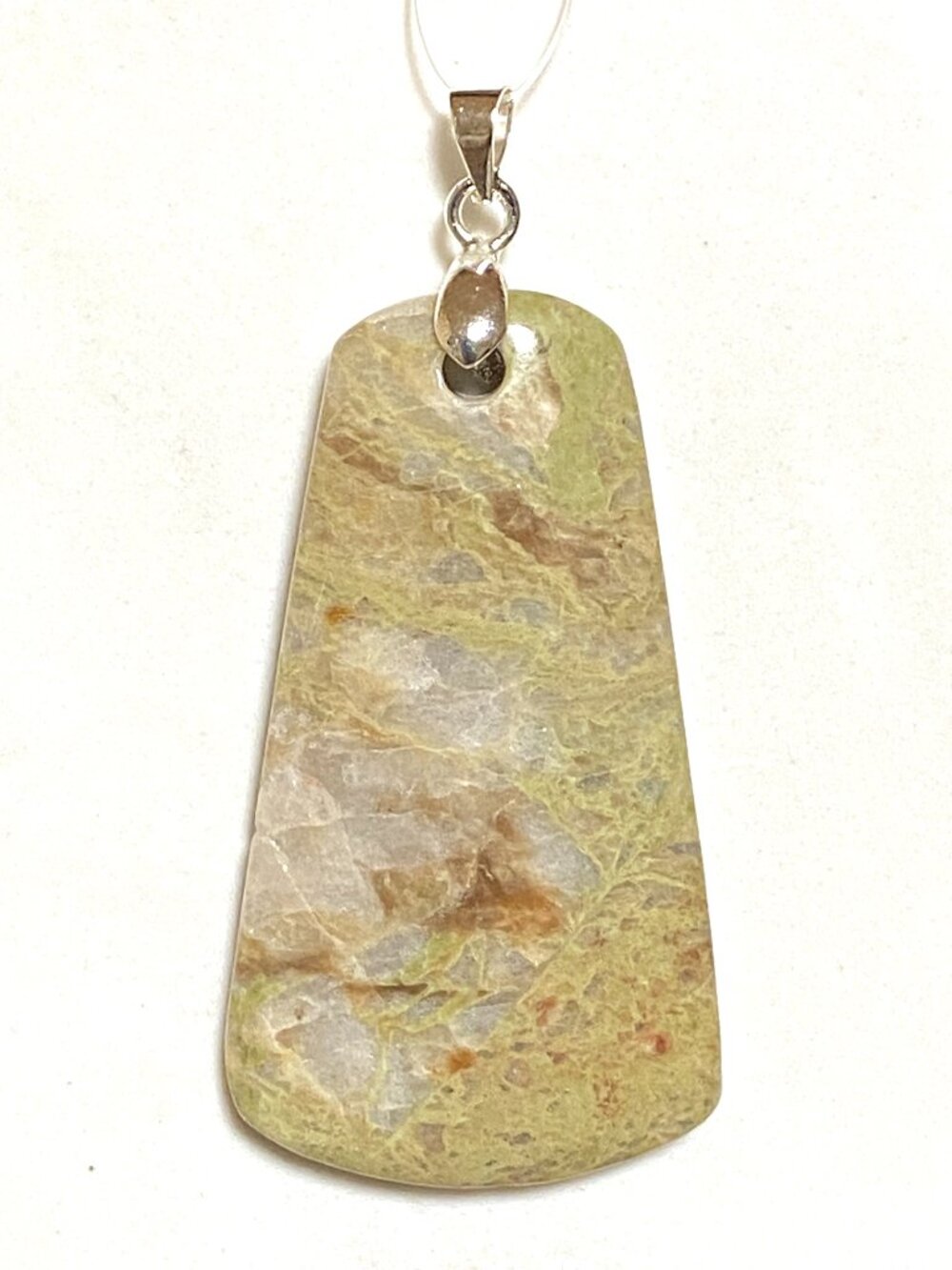 Natural Green Gogunjula Jasper Pendant, Large Genuine Gemstone Pendant